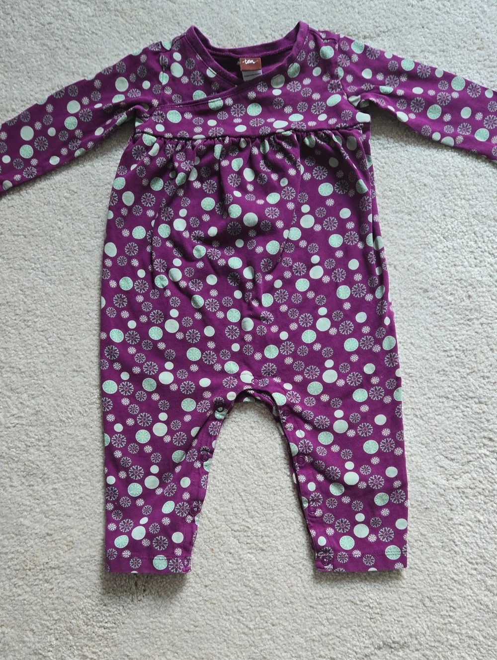 Tea Collection Schneefall Wrap Neck Romper, Cosmic Berry, Size 6-12M